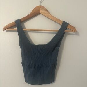 PacSun Blue Ribbed Sleeveless Crop Top